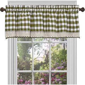Buffalo Sage Plaid Modern Window Curtain Panel : 58" x 14" Valance - Single